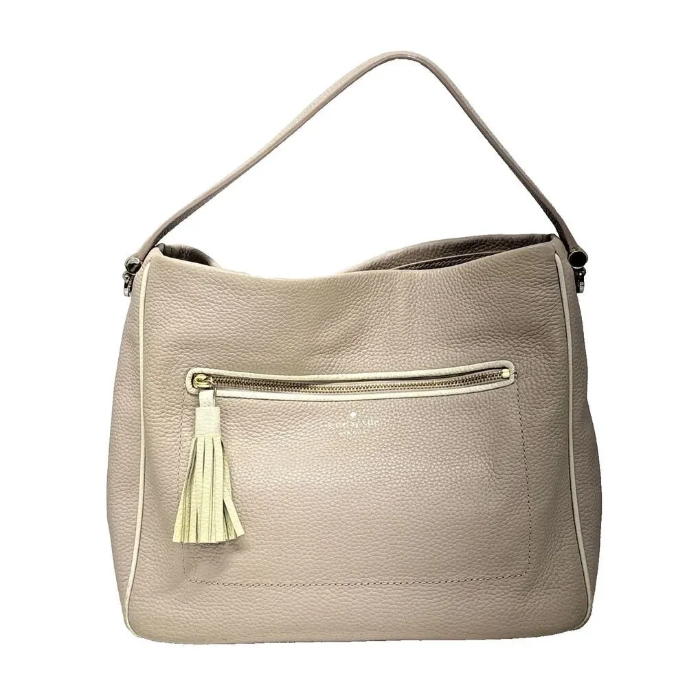 Kate Spade Michaela Crossbody Blush Pink Gray Trim Pebble Leather Cross  Strap